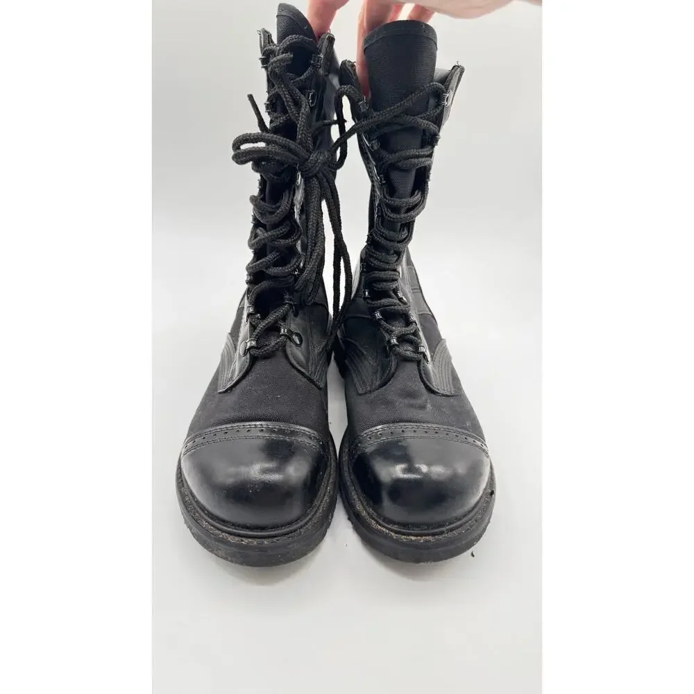 Corcoran Combat Boots Mens 8 EE Black Good Leather Canvas Jump Boots USA Made